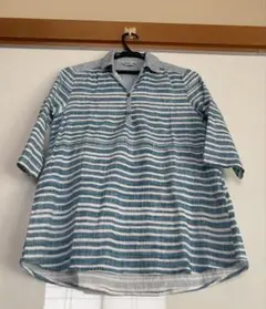 ブルー系 ボーダー柄 七分袖 シャツのサムネイル