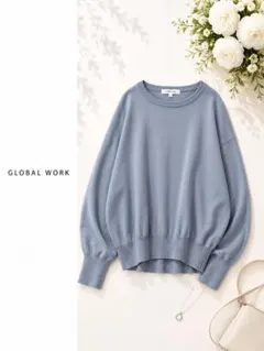 GLOBAL WORK グローバルワーク ニット M ブルー ドロップショルダー