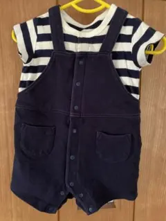 ストライプ柄オーバーオール