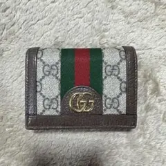 ブ*e様 Gucci GGロゴ 二つ折り財布 グレー/赤/緑