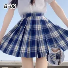 制服 コスプレ りぼん プリーツスカートスカートセット ネイビーチェック柄 M