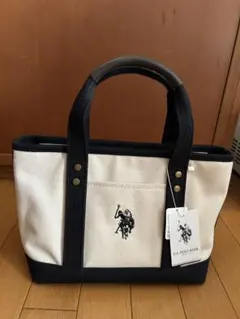 値下新品未使用U.S. POLO ASSN. トートバッグ アイボリー/ネイビー