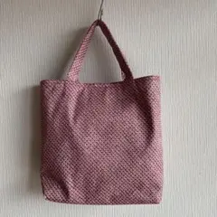 No.113 着物リメイク　トートバック　小 サブバッグ　絞り　総絞り　ローズ