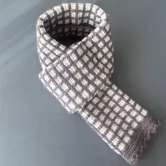 マフラー　ミニマフラー　手編み　アフガン編み　かぎ針編み　毛糸　ハンドメイド