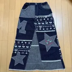 mezzo piano パッチワークデニムスカート M