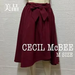 美品 CECIL McBEE アシンメトリーリボン付きフレアスカート Mサイズ