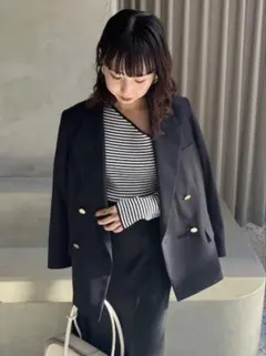 ミラオーウェン　テーラードジャケット 金釦ダブルブレストブレザー