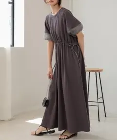 新品BAB前後2WAY袖オーガンジーフレアーワンピースM