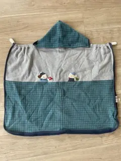 ファミリア　フード付ブランケット　ケープ　青チェック