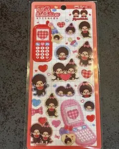 【正規品】モンチッチ 平成はっぴーフォン ステッカー　赤