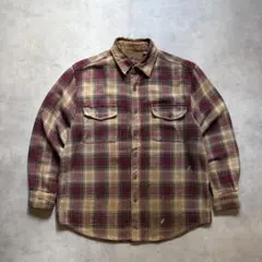 90s Faded Glory ヘビーネルシャツ チェック柄 レッド×ベージュ