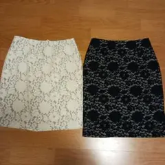NATURAL BEAUTY BASIC 秋冬 レーススカートMサイズ 白紺2枚