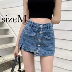 1189 【SALE】Mサイズ デニム ショートパンツ アシメ ダンス 韓国