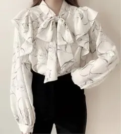 GRL 花柄フリルボウタイブラウス