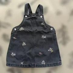 ワンピース　デニム　花柄　80サイズ