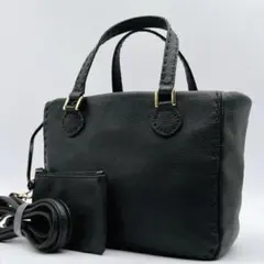 美品 Kitamura 2WAY バッグ ブラック レザー ステッチ h72のサムネイル