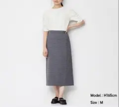 ジーユー　チェックナロースカート グレー