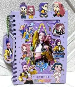 デーモンハンターズシールブックメモブック新品K-POPパープルストラップチェン付