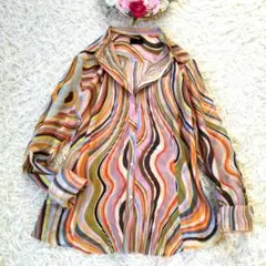 極美品【大きいサイズ46】ポール・スミス　ブラウス　長袖　マルチストライプ