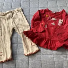 ミキハウス 赤いＴシャツとパンツセット 80