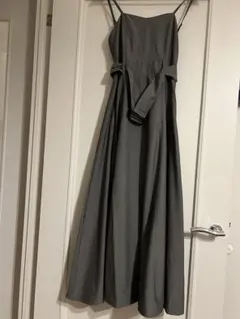 グレー キャミワンピース ウエストリボン付き