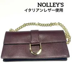 ノーリーズ 2WAY メタルポイントショルダーバッグ チェーン レザー 本革