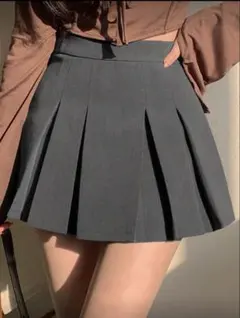 グレー プリーツミニスカート SHEIN