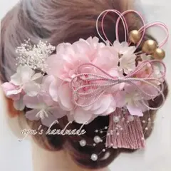 桜ピンク〜和装花髪飾り〜結婚式　成人式　卒業式　振袖　入学式　着物　袴　水引