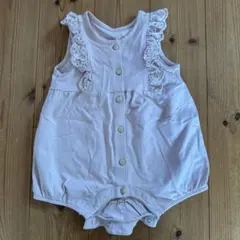 H&M ピンクベージュ オーガニックコットンロンパース 60