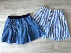 ガールズ スカートキュロット 2枚セット 150 ブルー 女の子