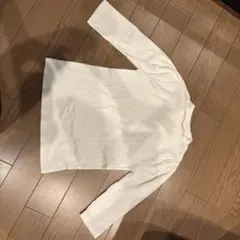 リブ編み ホワイト 長袖Tシャツ M