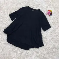 OSHIMA REI コットンカットソー M ブラック アシンメトリー 肌触り◎