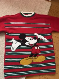 古着ミッキーマウス ニットセーター 赤