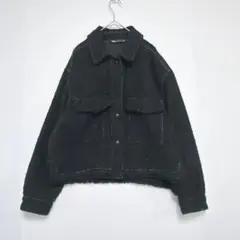 ZARAザラ　テクスチャードシャツ ジャケット　黒　きれいめ