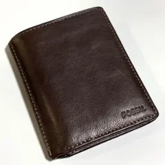 未使用★FOSSIL フォッシル★二つ折り財布★ブラウン 茶色★チェック内張りのサムネイル