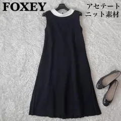 【美品】フォクシー ニットワンピースドレス バックプリーツ Aライン ブラック