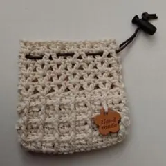 ハンドメイド コットン 巾着袋 白色