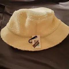 バケットハット　白　ボア　フェイクファー