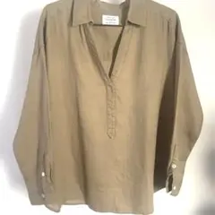 ユナイテッドアローズ　麻100% 長袖シャツ　ベージュ　ワンサイズのサムネイル