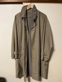 リバーシブル トレンチコート ベージュ チェック柄