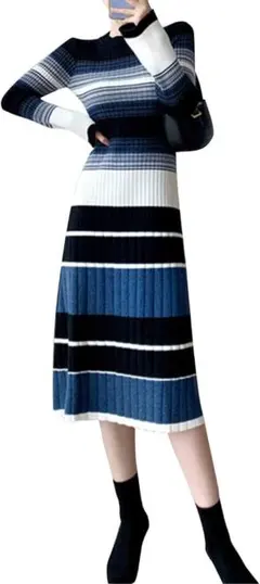 ニットワンピース　ボーダー柄　サイズ M