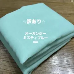 ※訳あり品　オーガンジー　ミスティブルー　8m きつめの巻きシワあり
