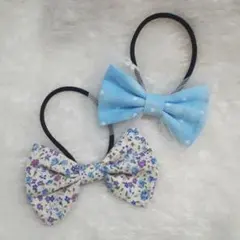 No.9 ★ チュールリボン ヘアゴム ★ フラワー柄