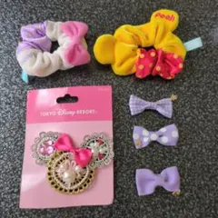 ディズニー　ヘアピン４個、シュシュ2個のセット