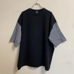 ITEMS URBAN RESEARCH 半袖Tシャツ 黒/ストライプ【M】