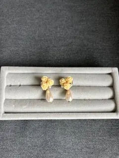 薔薇×パール ピアス