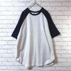 【DISCOAT/ディスコート】ラグランスリーブTシャツF綿グレー/ネイビー