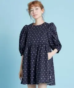 Little sunny bite Cherry puff minidress