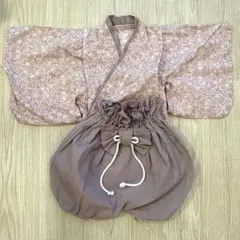 12/25限定出品　ベビー用袴　ピンク　紫　花柄着物セット
