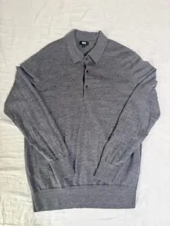 UNIQLO メリのニットポロセーター　ウールポロシャツ L グレー